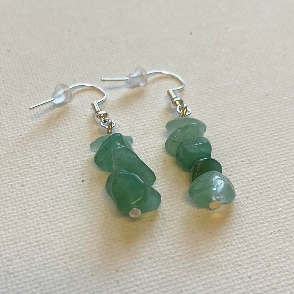 Handmade Green Aventurine Crystal Chip Dangle Earrings